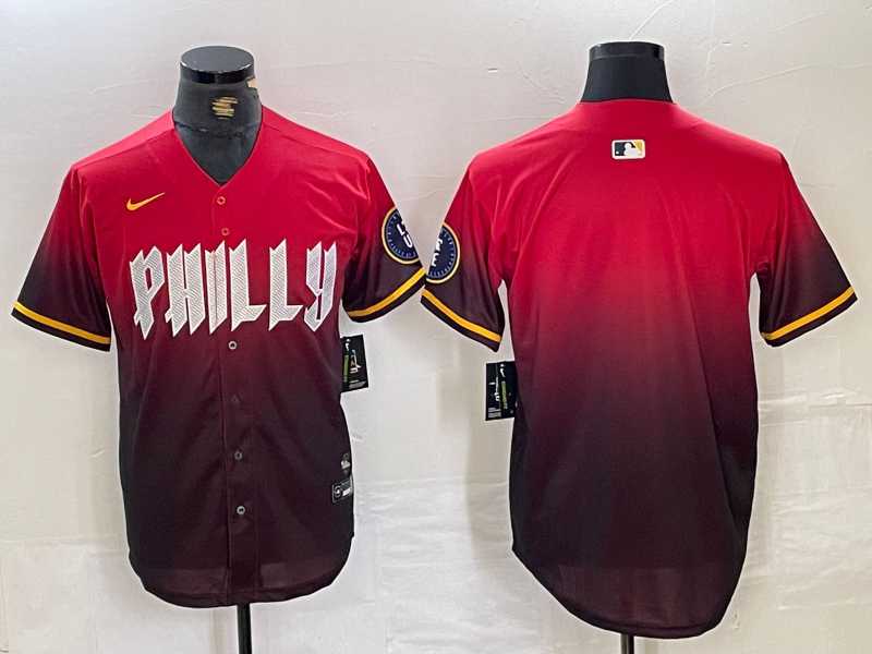 Men%27s Philadelphia Phillies Blank Red Black 2024 City Connect Limited Stitched Jersey